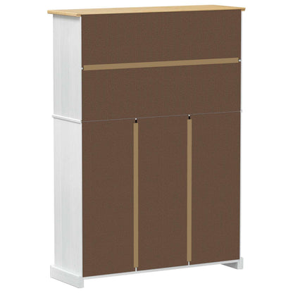 vidaXL Shoe Cabinet Corona White 99 x 32 x 138 cm Solid Pine Wood