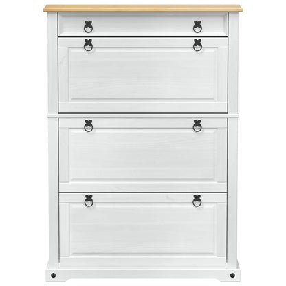 vidaXL Shoe Cabinet Corona White 99 x 32 x 138 cm Solid Pine Wood