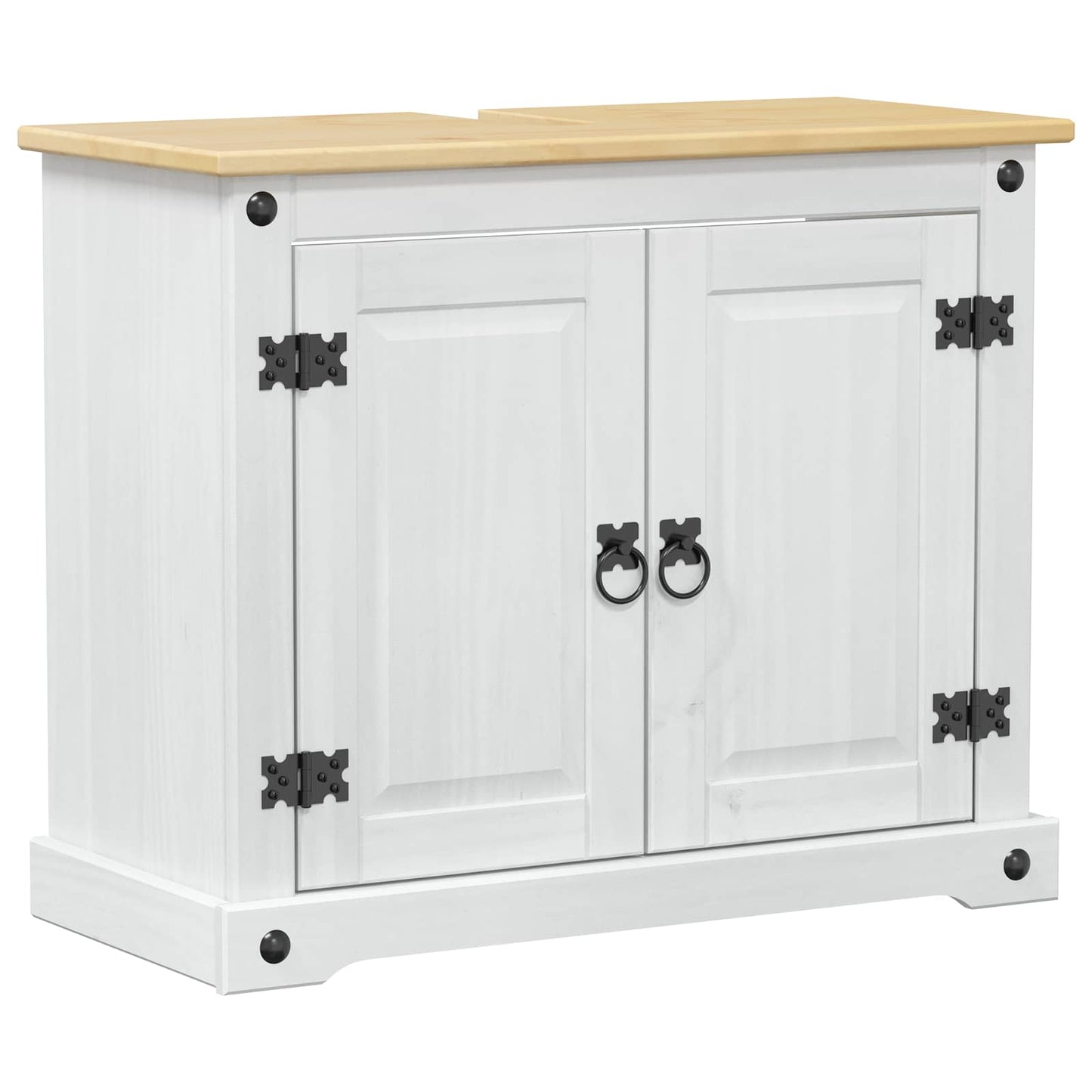vidaXL Sink cabinet with Shelf White 73 x 33 x 60 cm Solid Pine Wood