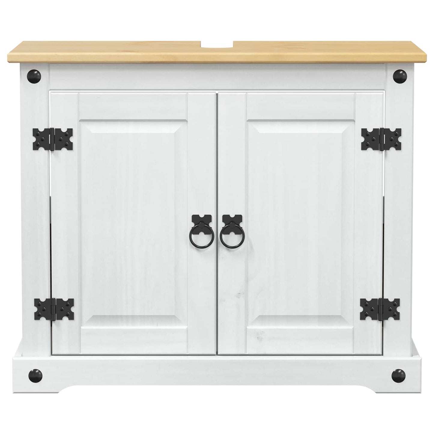vidaXL Sink cabinet with Shelf White 73 x 33 x 60 cm Solid Pine Wood