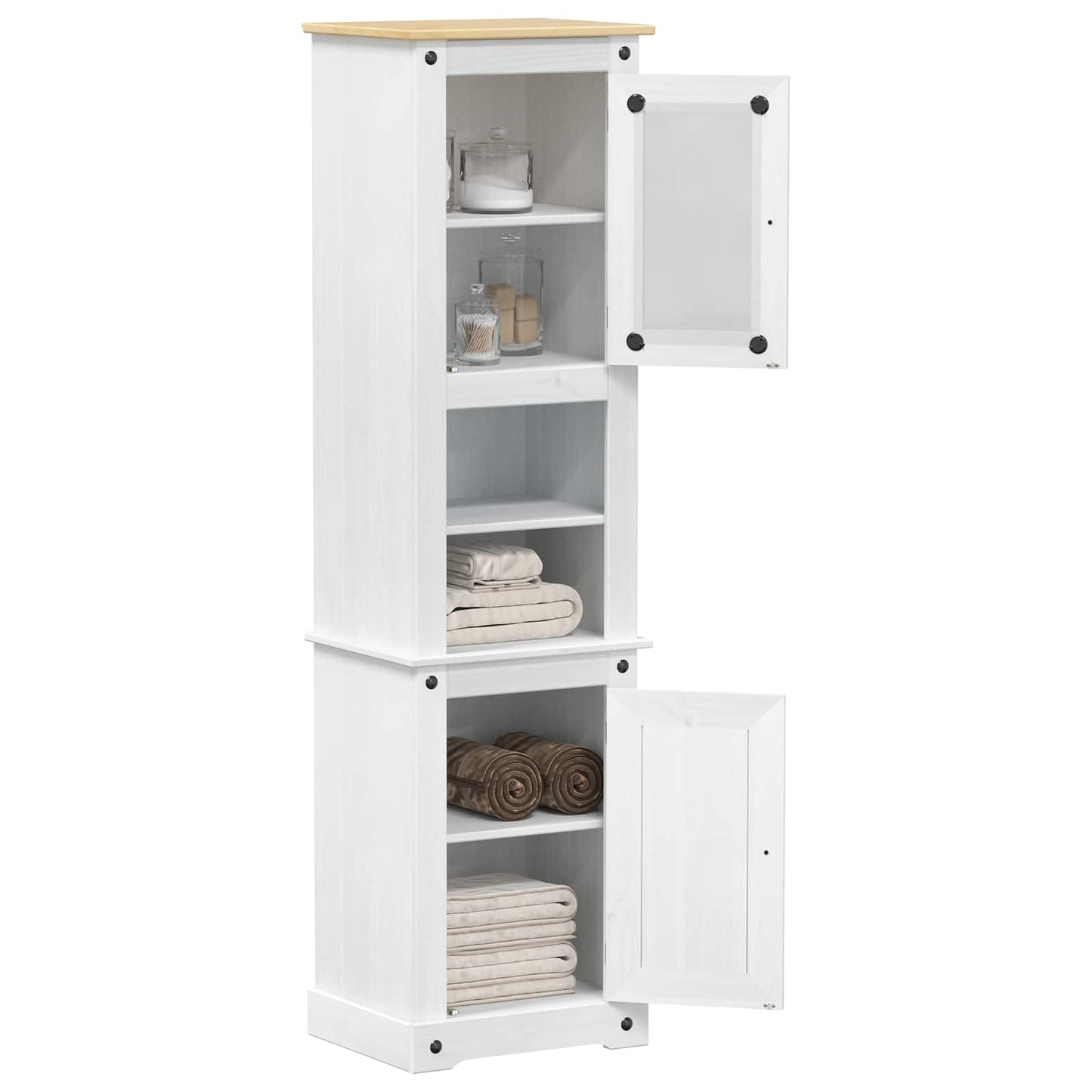 vidaXL Bathroom Cabinet White 50 x 40 x 185 cm Solid Pine Wood