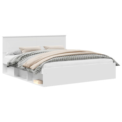 vidaXL Bed Frame with Headboard White 200 x 200 cm Engineered wood
