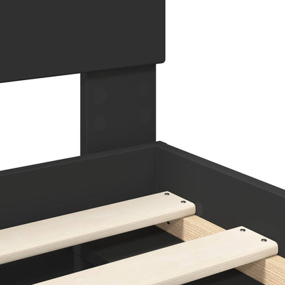 vidaXL Bed Frame with Headboard Black 200 x 200 cm Engineered wood
