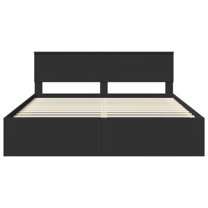 vidaXL Bed Frame with Headboard Black 200 x 200 cm Engineered wood