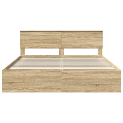 vidaXL Bed Frame with Headboard Sonoma 200 x 200 cm Engineered wood