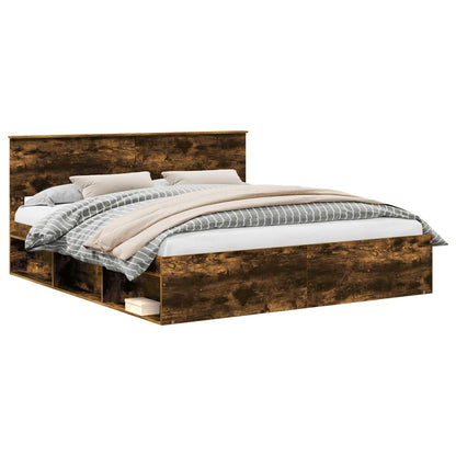 vidaXL Bed Frame Smoked Oak 200 x 200 cm Engineered wood