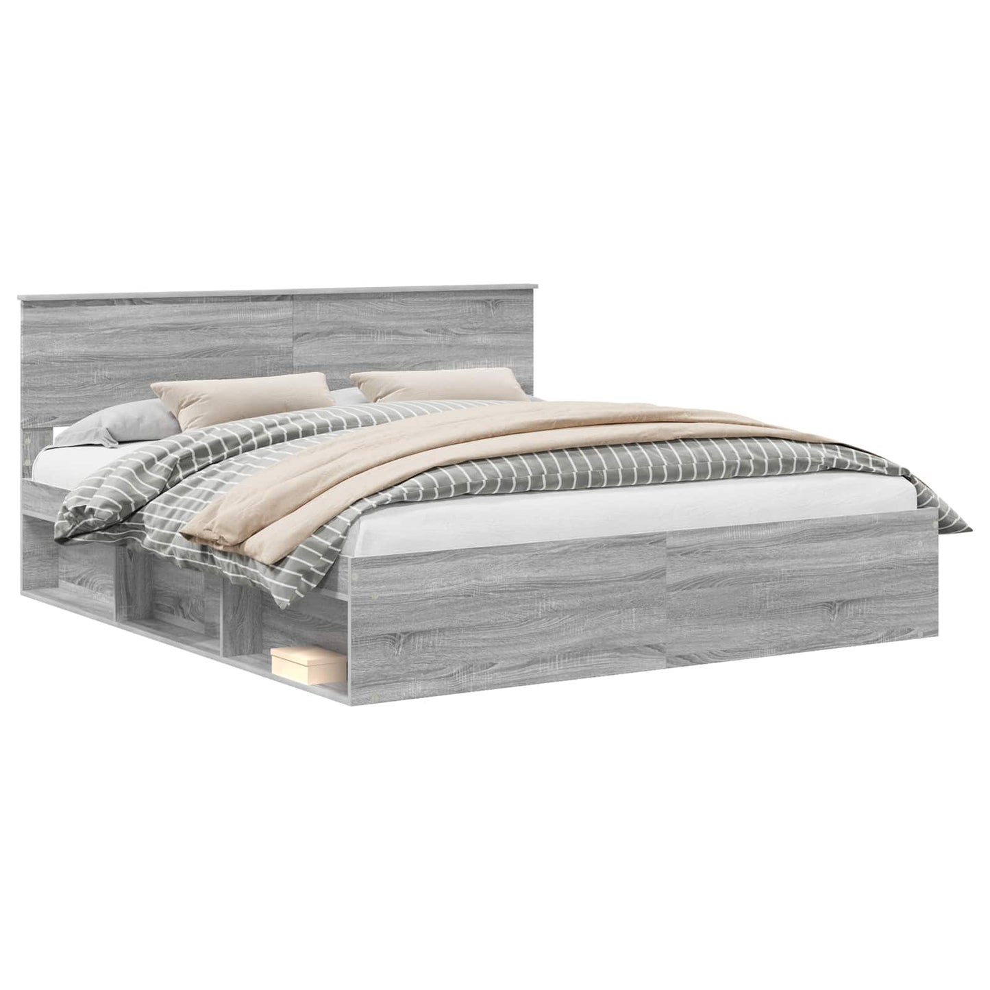 vidaXL Bed Frame Grey Sonoma 200 x 200 cm Engineered wood