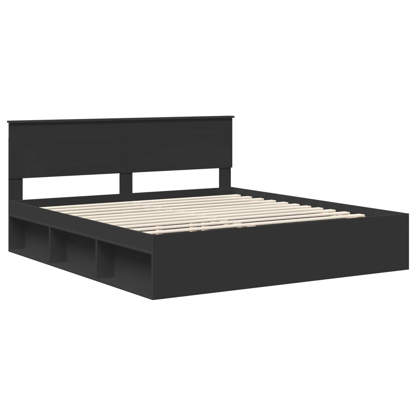 vidaXL Bed Frame with Headboard Black 180 x 200 cm Engineered wood