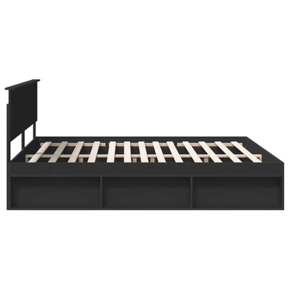 vidaXL Bed Frame with Headboard Black 180 x 200 cm Engineered wood