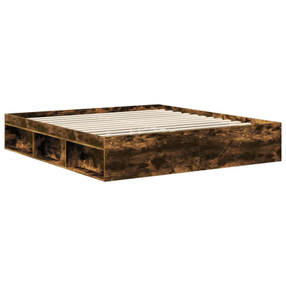 vidaXL Bed Frame Smoked Oak 180 x 200 cm Engineered wood
