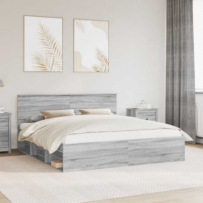 vidaXL Bed Frame Grey Sonoma 180 x 200 cm Engineered wood