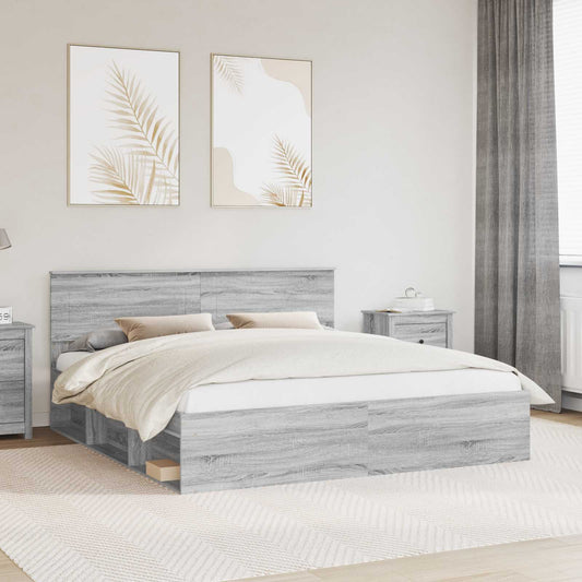 vidaXL Bed Frame Grey Sonoma 180 x 200 cm Engineered wood
