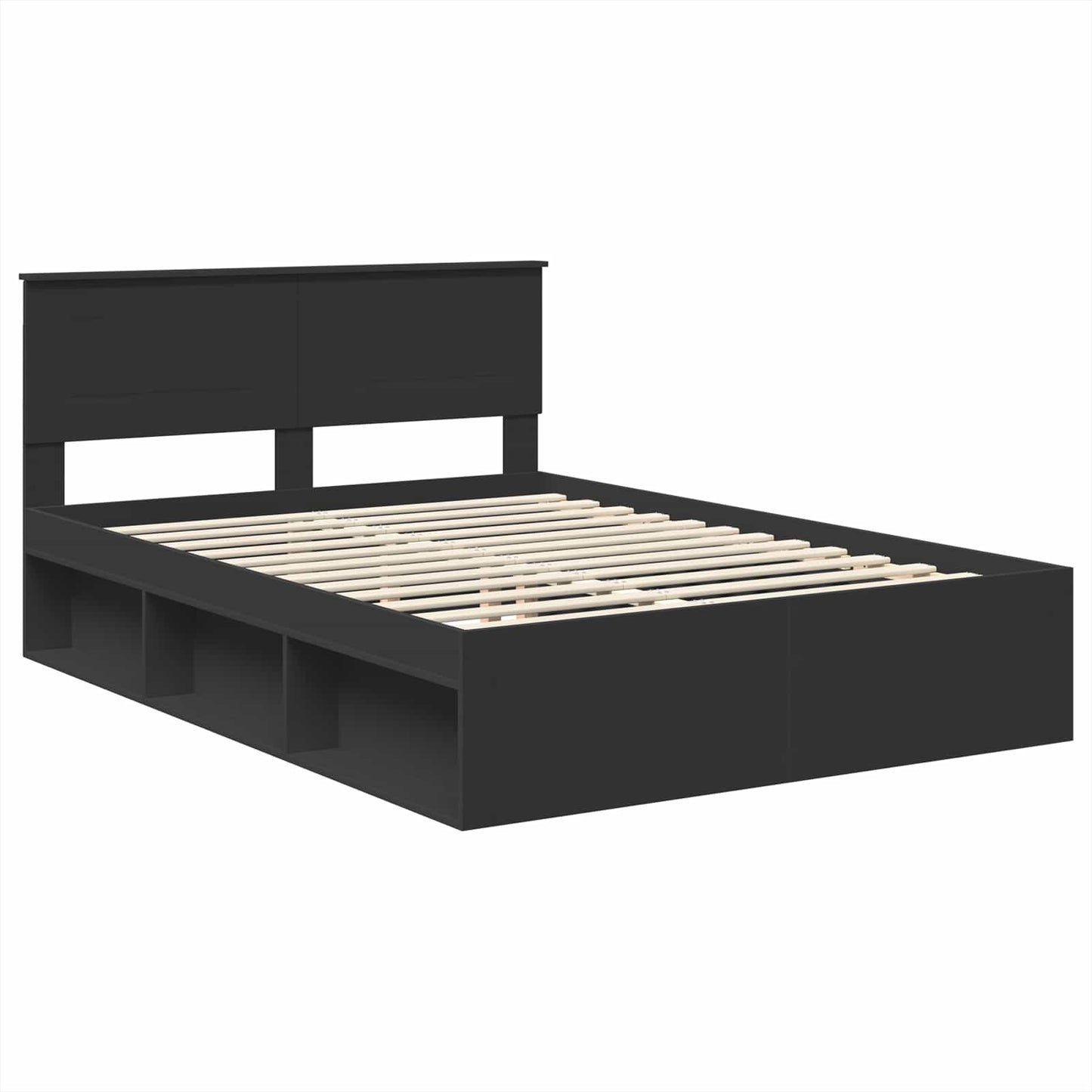 vidaXL Bed Frame with Headboard Black 160 x 200 cm Engineered wood