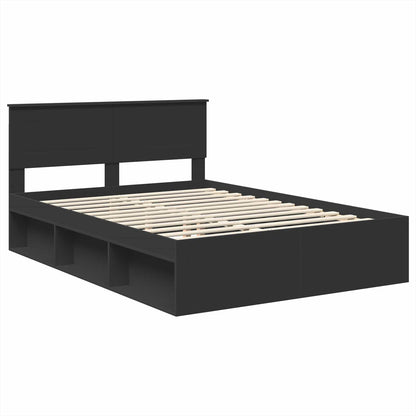 vidaXL Bed Frame with Headboard Black 160 x 200 cm Engineered wood