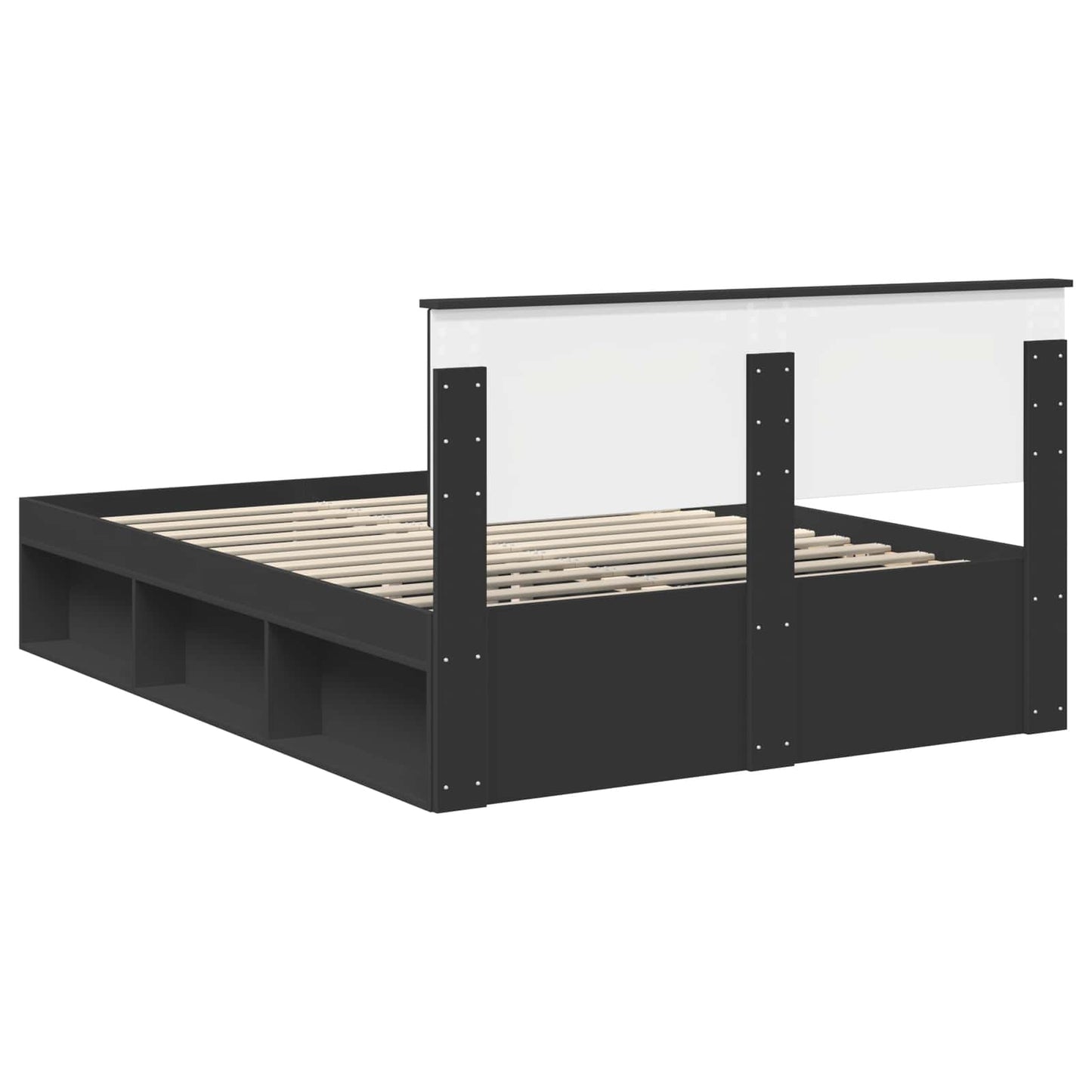 vidaXL Bed Frame with Headboard Black 160 x 200 cm Engineered wood