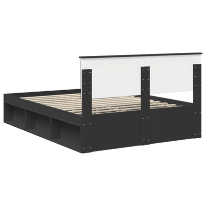 vidaXL Bed Frame with Headboard Black 160 x 200 cm Engineered wood