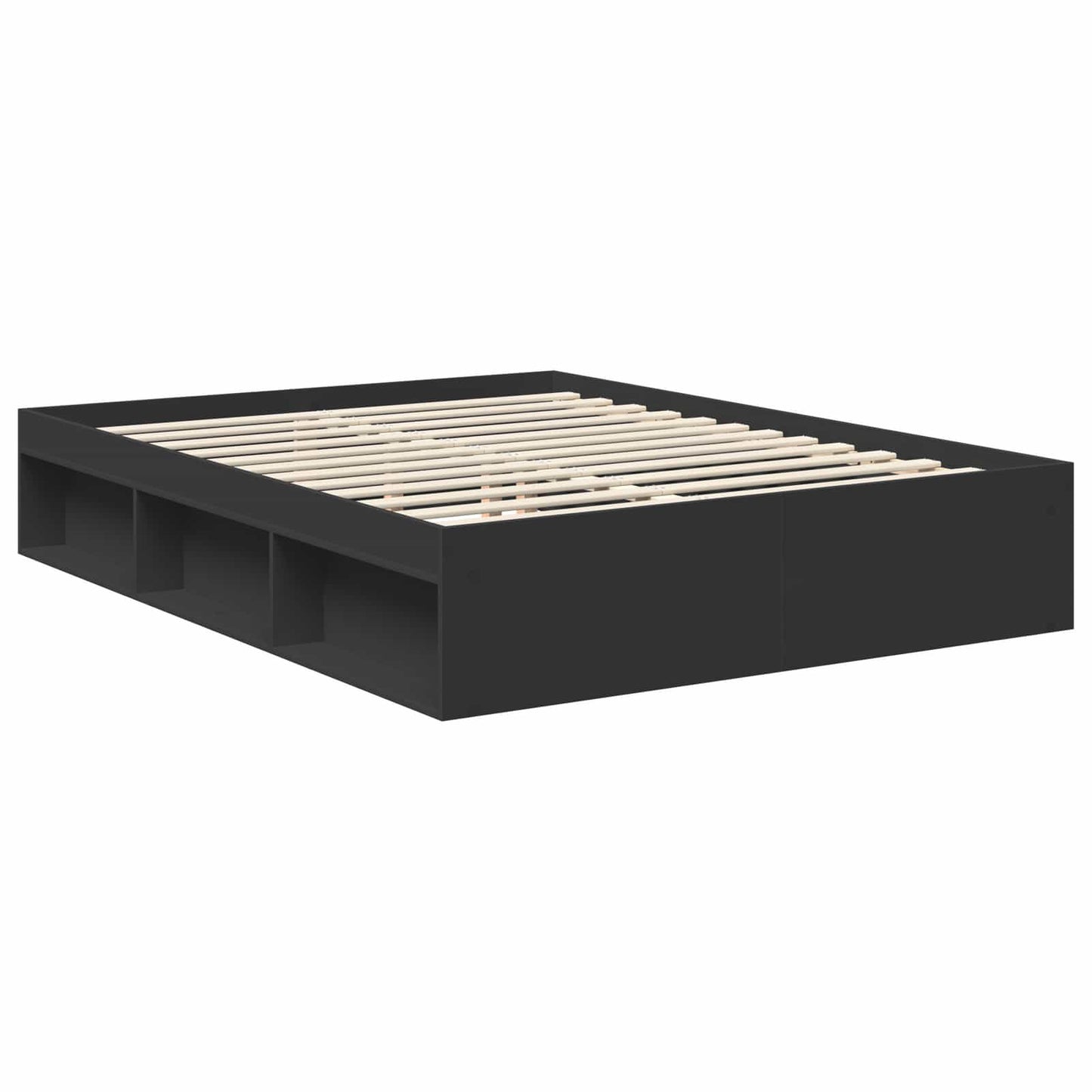 vidaXL Bed Frame with Headboard Black 150 x 200 cm Engineered wood