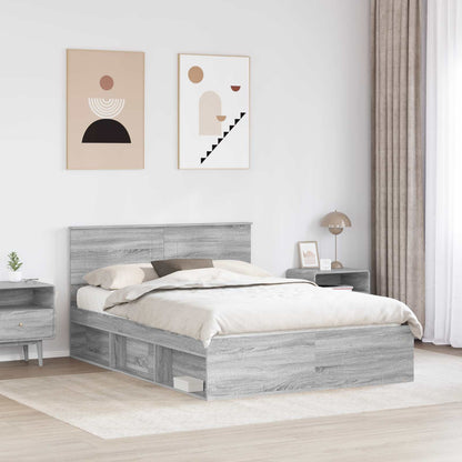 vidaXL Bed Frame Grey Sonoma 150 x 200 cm Engineered wood