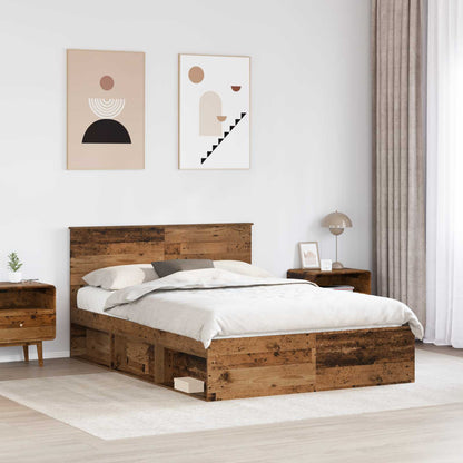 vidaXL Bed Frame with Headboard Old Wood 150 x 200 cm Engineered wood