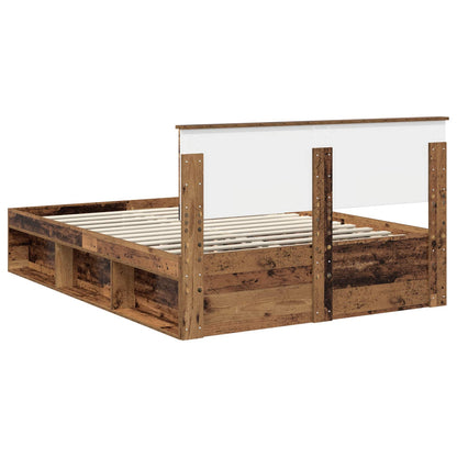 vidaXL Bed Frame with Headboard Old Wood 150 x 200 cm Engineered wood