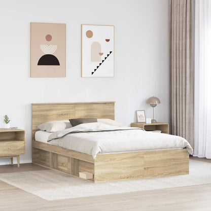 vidaXL Bed Frame with Headboard Sonoma 140 x 190 cm Engineered wood