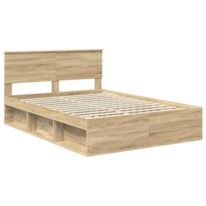 vidaXL Bed Frame with Headboard Sonoma 140 x 190 cm Engineered wood