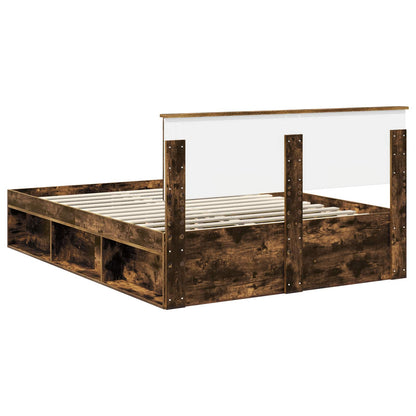 vidaXL Bed Frame Smoked Oak 140 x 190 cm Engineered wood