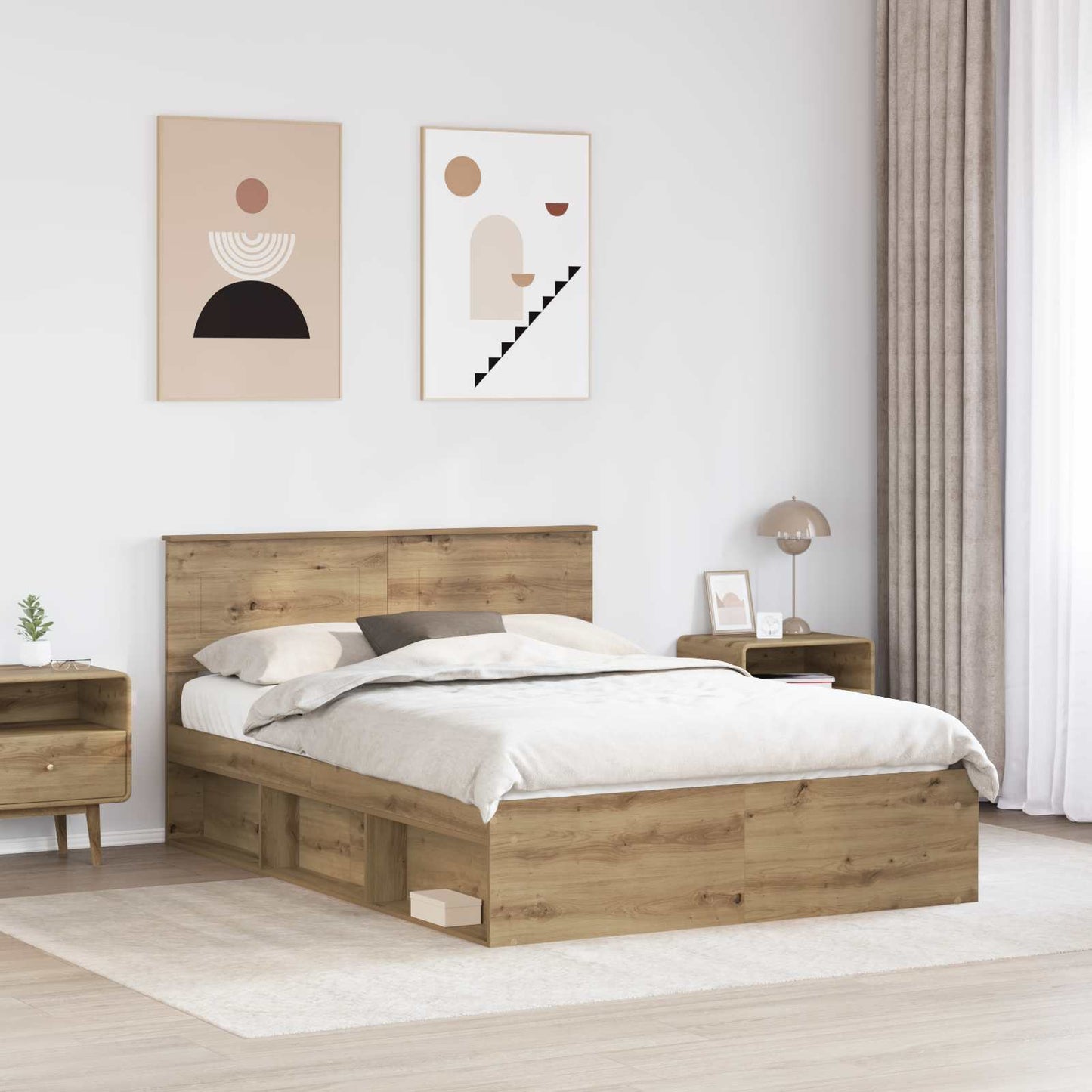 vidaXL Bed Frame Artisian Oak 140 x 190 cm Engineered wood