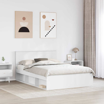 vidaXL Bed Frame with Headboard White 140 x 200 cm Engineered wood
