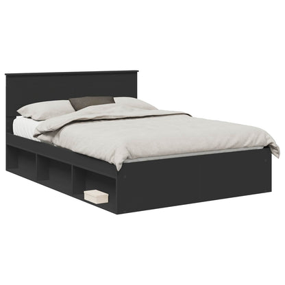 vidaXL Bed Frame with Headboard Black 140 x 200 cm Engineered wood
