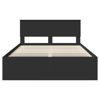 vidaXL Bed Frame with Headboard Black 140 x 200 cm Engineered wood
