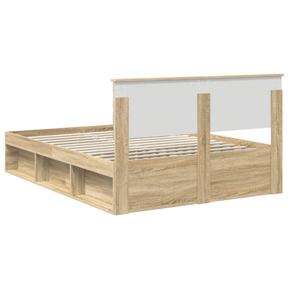 vidaXL Bed Frame with Headboard Sonoma 140 x 200 cm Engineered wood