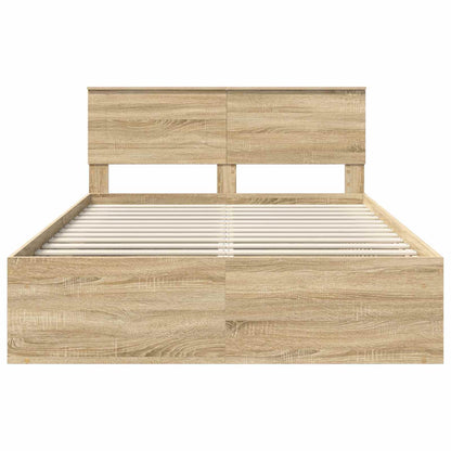 vidaXL Bed Frame with Headboard Sonoma 140 x 200 cm Engineered wood