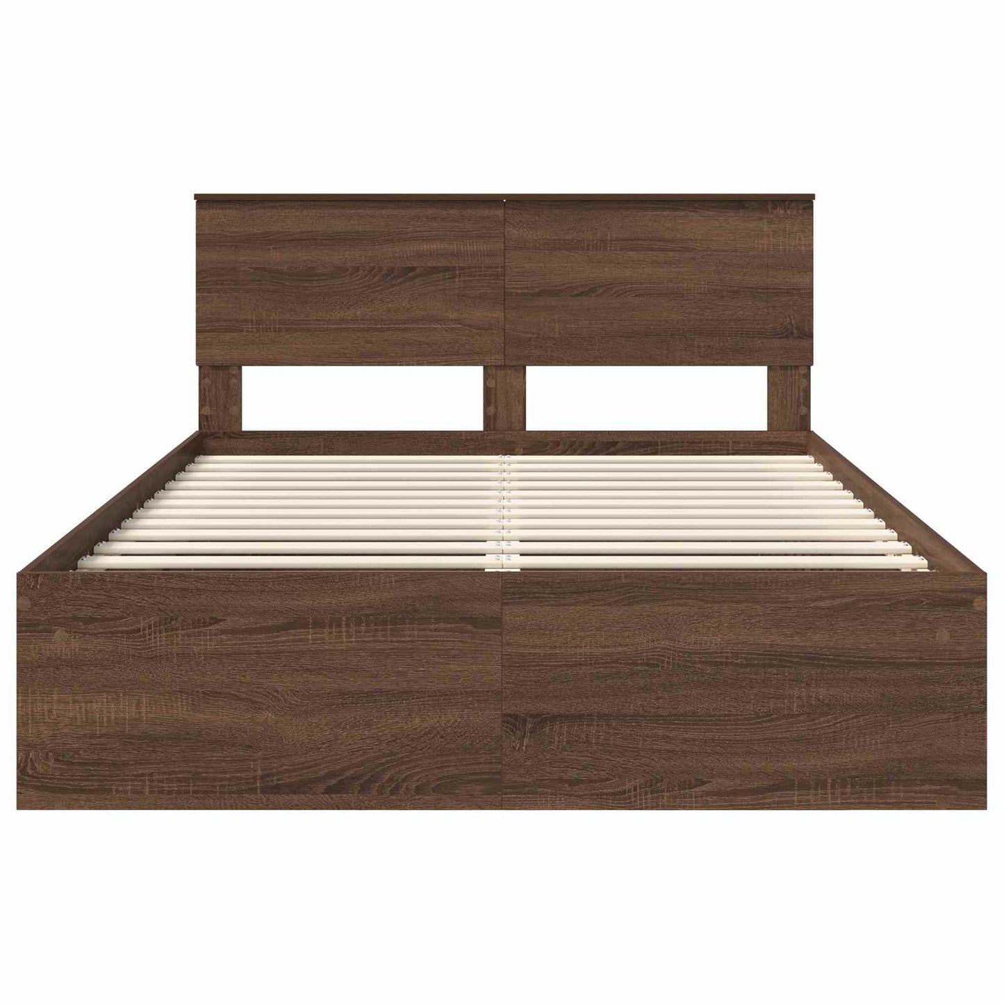 vidaXL Bed Frame with Headboard Brown Oak 140 x 200 cm Engineered wood