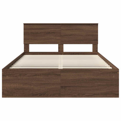 vidaXL Bed Frame with Headboard Brown Oak 140 x 200 cm Engineered wood