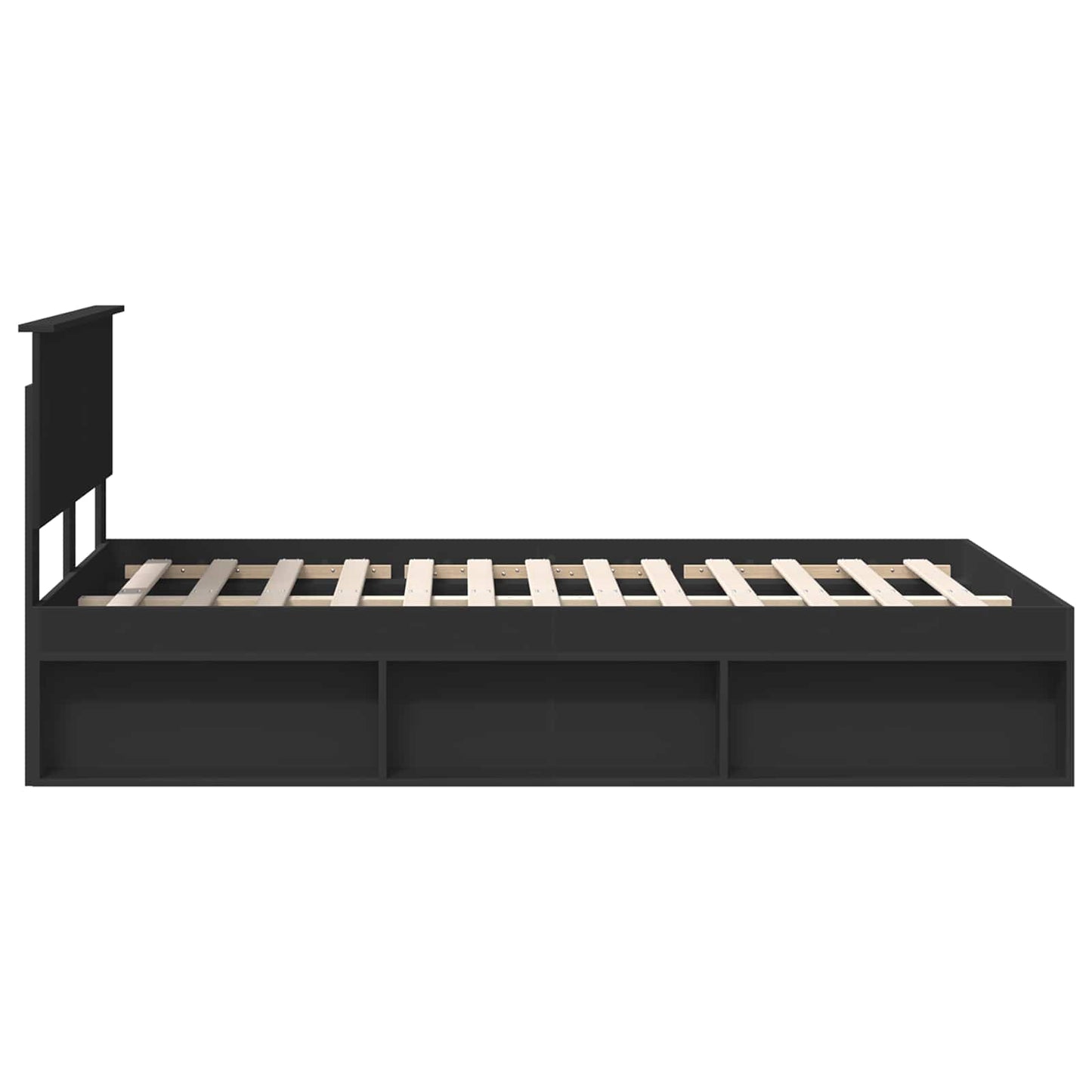 vidaXL Bed Frame with Headboard Black 135 x 190 cm Engineered wood