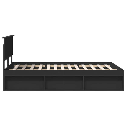vidaXL Bed Frame with Headboard Black 135 x 190 cm Engineered wood