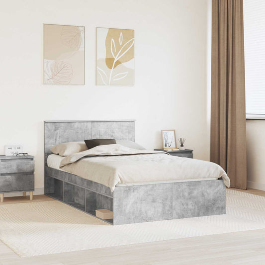 vidaXL Bed Frame Concerte Grey 135 x 190 cm Engineered wood