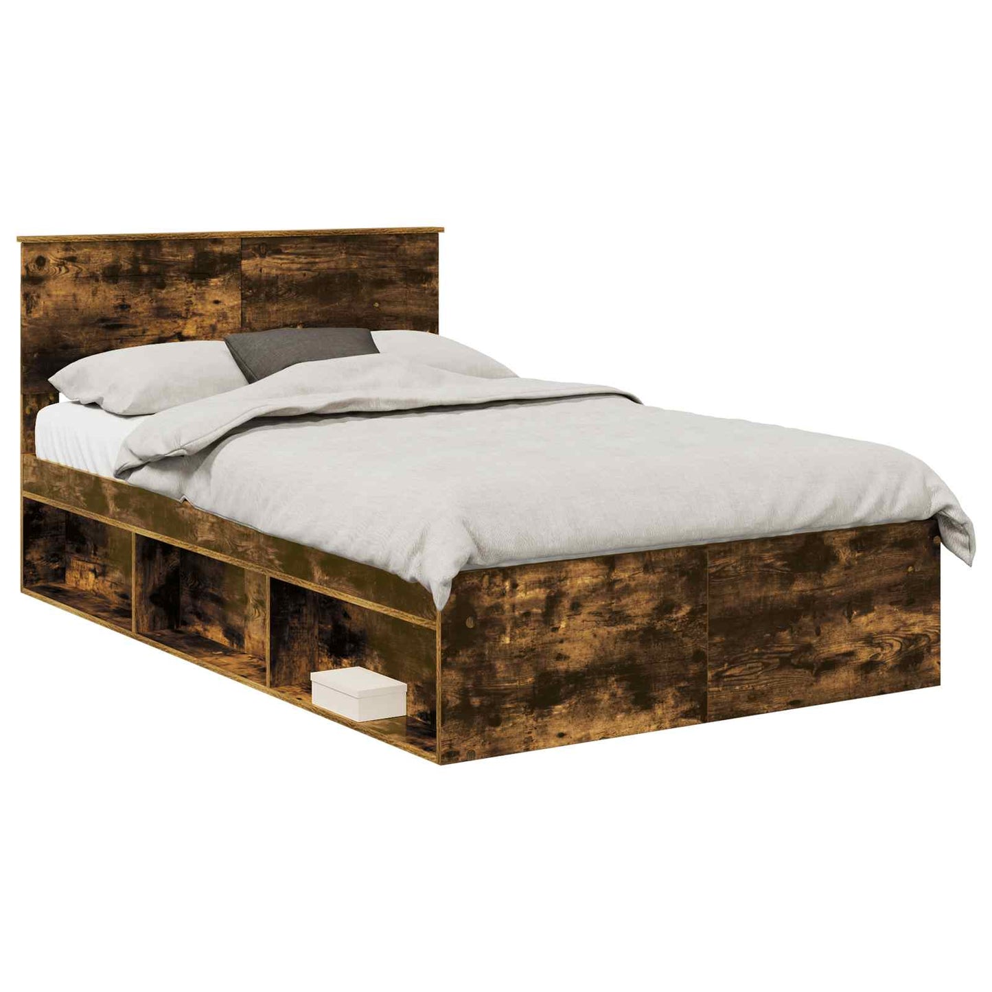 vidaXL Bed Frame Smoked Oak 135 x 190 cm Engineered wood