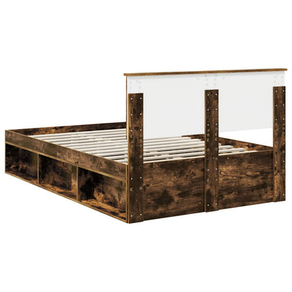 vidaXL Bed Frame Smoked Oak 135 x 190 cm Engineered wood