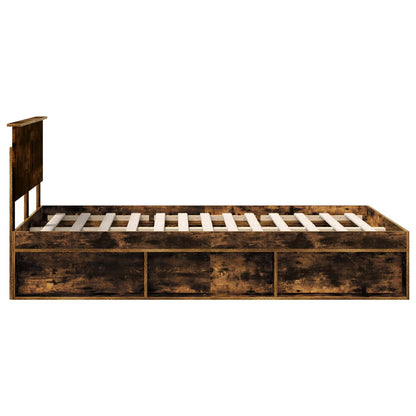 vidaXL Bed Frame Smoked Oak 135 x 190 cm Engineered wood
