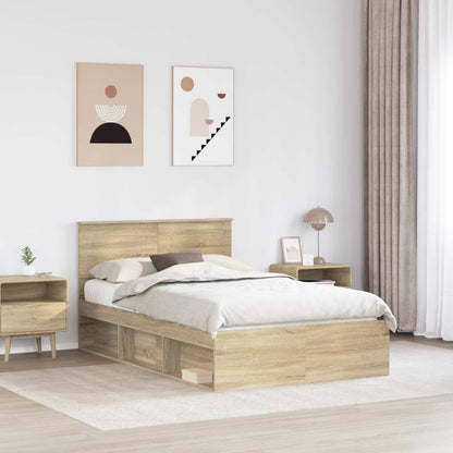 vidaXL Bed Frame with Headboard Sonoma 120 x 190 cm Engineered wood