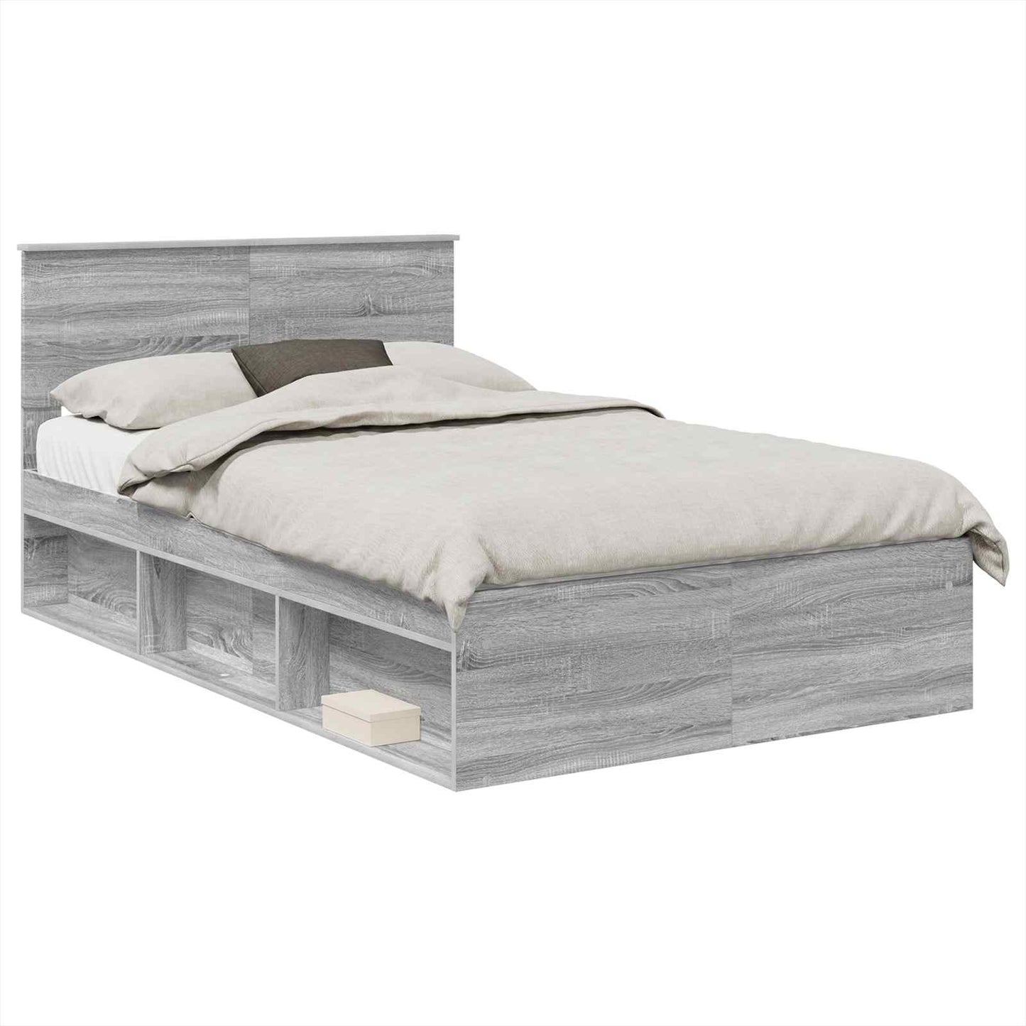vidaXL Bed Frame Grey Sonoma 120 x 190 cm Engineered wood