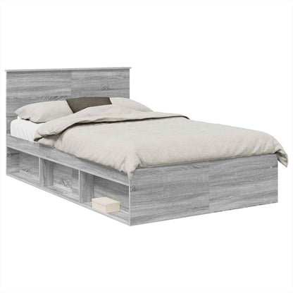 vidaXL Bed Frame Grey Sonoma 120 x 190 cm Engineered wood
