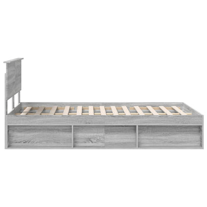 vidaXL Bed Frame Grey Sonoma 120 x 190 cm Engineered wood