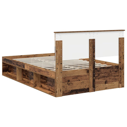 vidaXL Bed Frame with Headboard Old Wood 120 x 190 cm Engineered wood