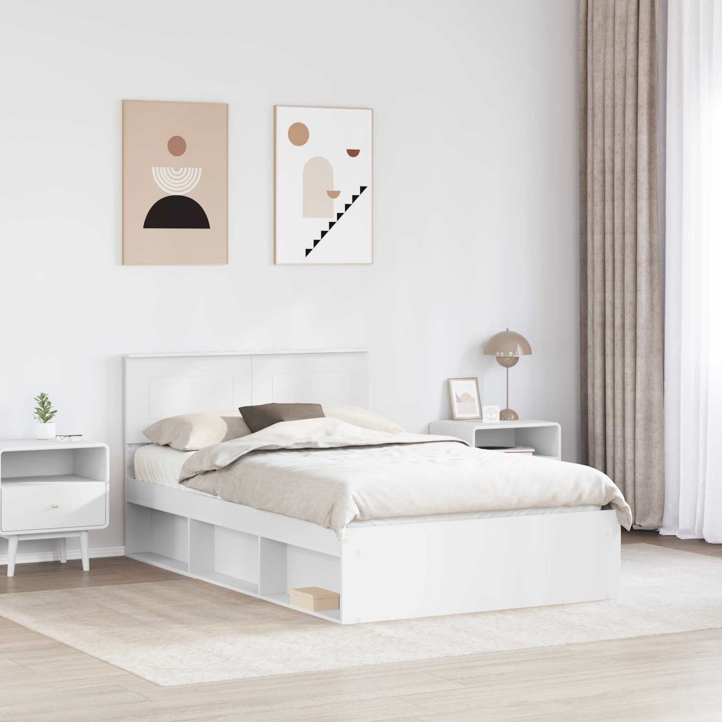 vidaXL Bed Frame with Headboard White 120 x 200 cm Engineered wood