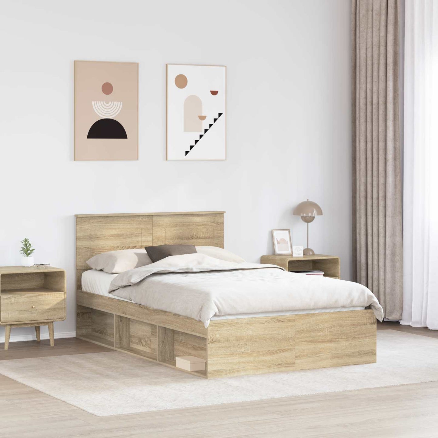vidaXL Bed Frame with Headboard Sonoma 120 x 200 cm Engineered wood