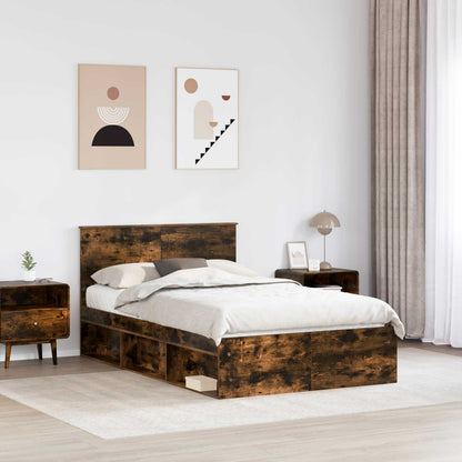 vidaXL Bed Frame Smoked Oak 120 x 200 cm Engineered wood