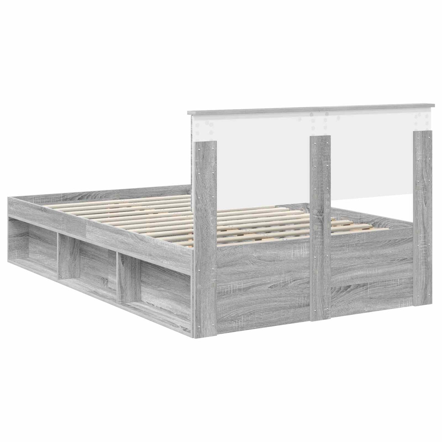 vidaXL Bed Frame Grey Sonoma 120 x 200 cm Engineered wood